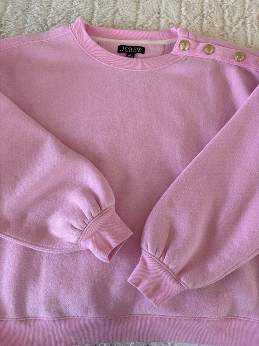 J. Crew Pink Crewneck Sweatshirt with Shoulder Buttons